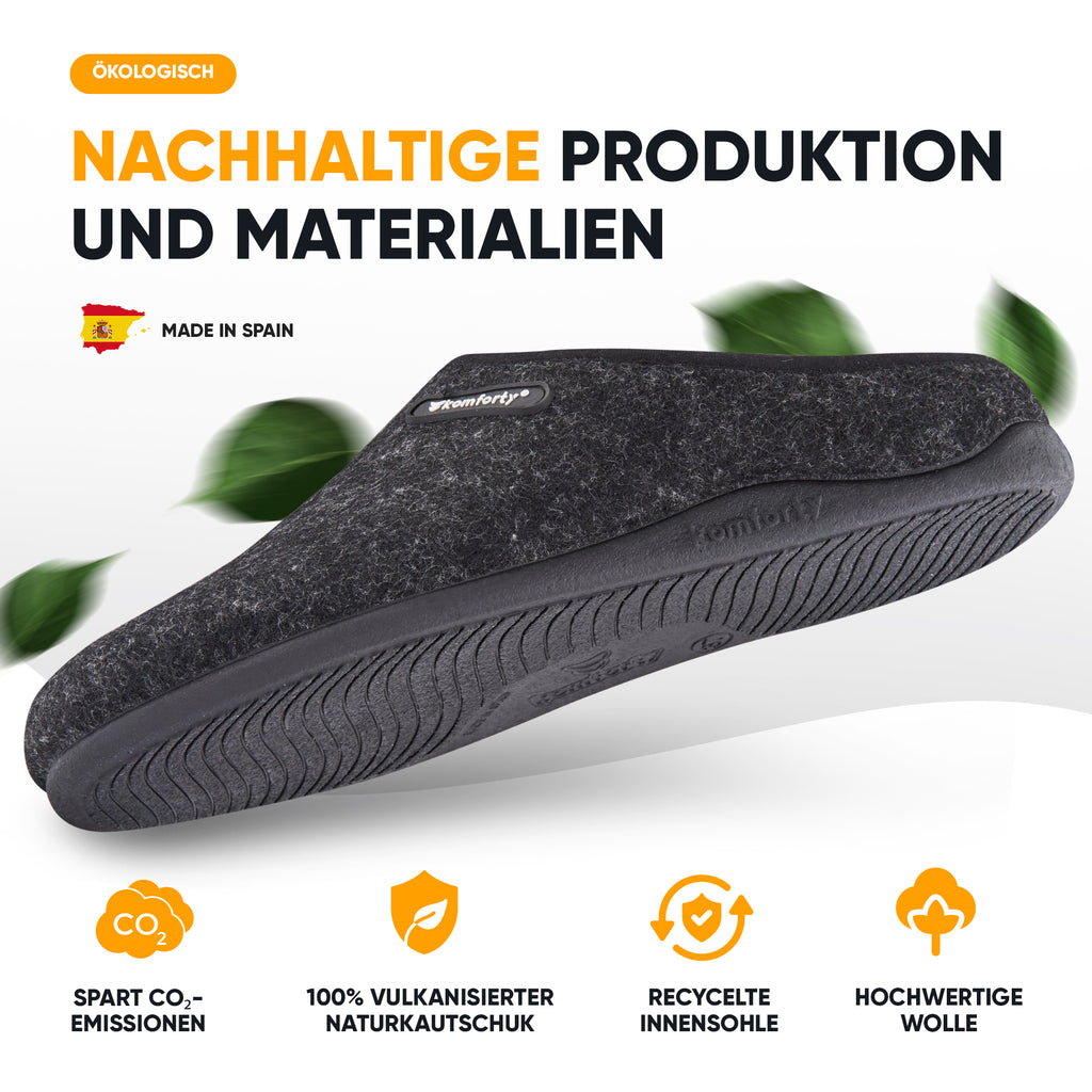 Komforty Unisex Hausschuhe aus Wolle - Rutschfest, für Drinnen & Draußen