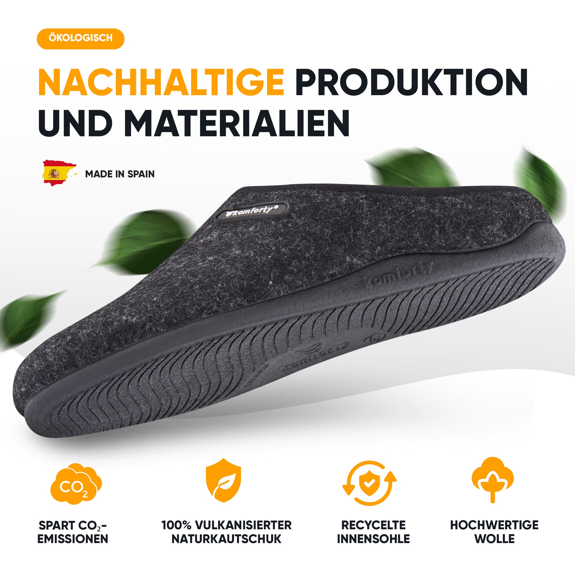 Komforty Unisex Hausschuhe aus Wolle - Rutschfest, für Drinnen & Draußen